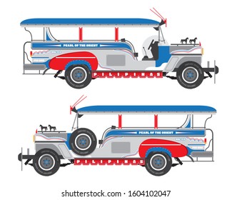 Philippines Jeepney Icon Vector Set