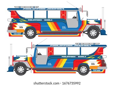 Philippines Jeepney Icon Vector Set