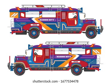 Philippines Jeepney Icon Vector Set