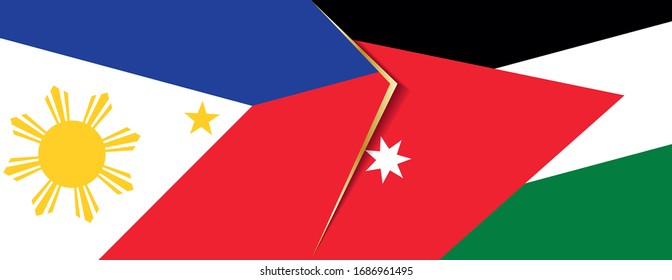 Philippines and Jordan flags, two vector flags symbol of relationship or confrontation.