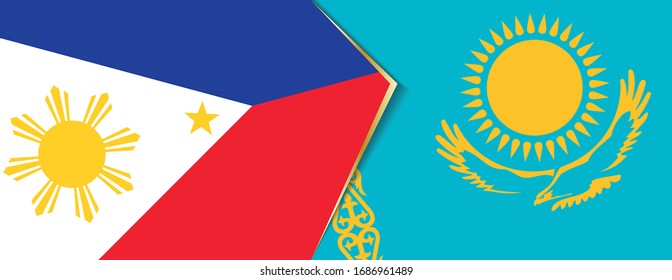 Philippines and Kazakhstan flags, two vector flags symbol of relationship or confrontation.