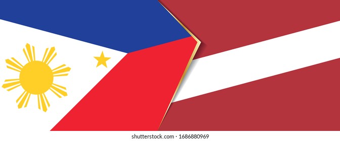 Philippines and Latvia flags, two vector flags symbol of relationship or confrontation.