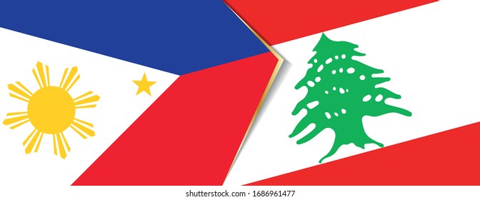 Die Philippinen und der Libanon flaggen, zwei Vektorillustrationen Flaggen Symbol für Beziehung oder Konfrontation.
