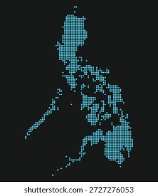 Filipinas Luz azul pontilhado mapa no fundo preto para redes de pagamento digital. 