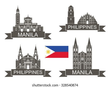 Philippines Logo. Isolated Philippines Architecture On White Background