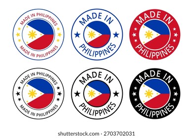 Filipinas Feito em Carimbo em círculo com bandeira Modelo vetor no fundo branco