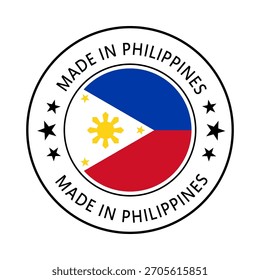 Philippines Made in Stamp in circle with flag Vector template on white background