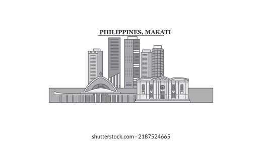 Philippines, Makati city skyline isolated vector illustration, icons