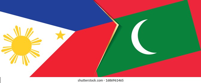 Philippines and Maldives flags, two vector flags symbol of relationship or confrontation.