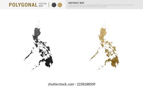 Philippines map of abstract gold and black vector polygon set couple.