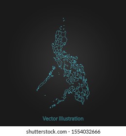 Philippines map - Abstract mash line and point scales on dark background with Philippines. flat design style, clean and modern. Vector Illustration eps10