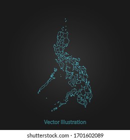 Philippines map - Abstract mash line and point scales on dark background with Philippines. flat design style, clean and modern. Vector Illustration eps10