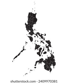 Philippines map. Map of Philippines in administrative provinces in black color