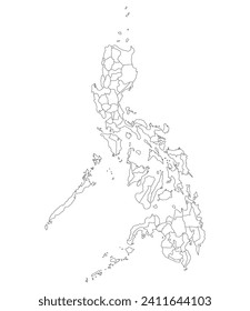 Philippines map. Map of Philippines in administrative provinces in white color