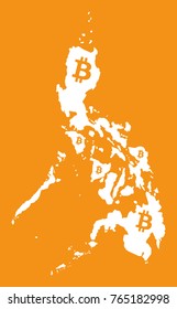 Philippines map with bitcoin crypto currency symbol illustration