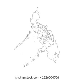 Philippines map of black contour curves on white background of