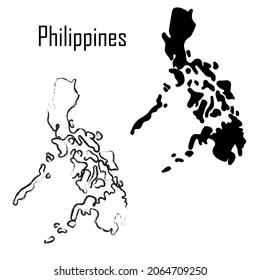 Philippines Map Black White Vector Illustration Stock Vector (Royalty ...