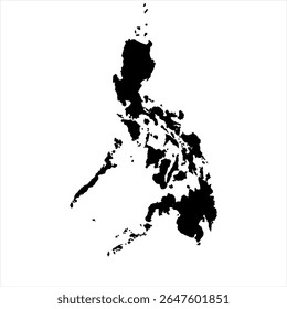 Philippines Map - black World Map International vector template with High detailed isolated on white background - Vector