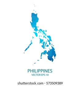 Philippines map - blue geometric rumpled triangular low poly style gradient graphic background , polygonal design for your . Vector illustration eps 10.