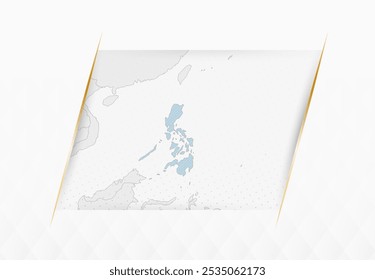 Filipinas Mapa em azul com sotaques dourados emoldurados. Mapa vetorial moderno das Filipinas. Ilustração de vetor.