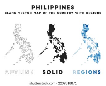 Philippines map. Borders of the Philippines for your infographic. Vector country shape. Vector illustration.