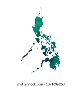 Philippines map - Colorful Polygonal map of Philippines rumpled triangular low poly style gradient graphic background , Vector illustration eps 10.