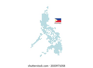Philippines map design blue circle, white background with Philippines flag.