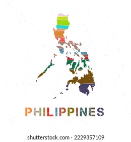 Diseño de mapas de Filipinas. Forma del país con bellas olas geométricas y textura de grunge. Magnífica ilustración vectorial.