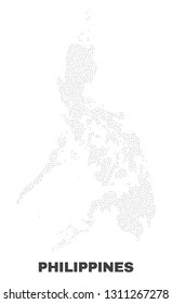 Philippines map designed with tiny points. Vector abstraction in black color is isolated on a white background. Scattered tiny items are organized into Philippines map.