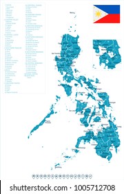 Philippines map and flag - High Detailed Vector Illustration