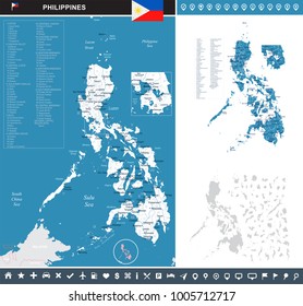 Philippines map and flag - High Detailed Vector Illustration