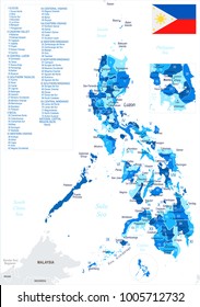 Philippines map and flag - High Detailed Vector Illustration