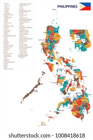 Philippines map and flag - High Detailed Vector Illustration
