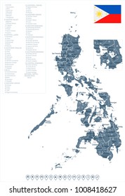 Philippines map and flag - High Detailed Vector Illustration