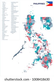 Philippines map and flag - High Detailed Vector Illustration
