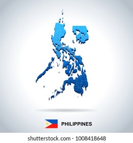 Philippines map and flag - High Detailed Vector Illustration