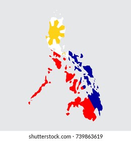 グレイの背景にフィリピンの地図の国旗 のベクター画像素材 ロイヤリティフリー