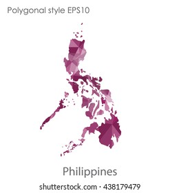 Philippines map in geometric polygonal style.Abstract gems triangle,modern design background. Vector illustration EPS10