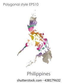 Philippines map in geometric polygonal style.Abstract gems triangle,modern design background. Vector illustration EPS10