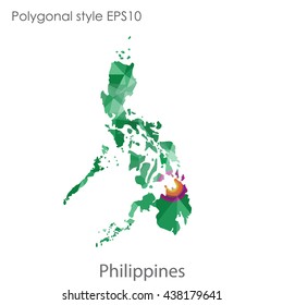 Philippines map in geometric polygonal style.Abstract gems triangle,modern design background. Vector illustration EPS10