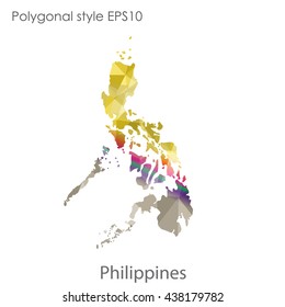 Philippines map in geometric polygonal style.Abstract gems triangle,modern design background. Vector illustration EPS10