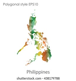 Philippines map in geometric polygonal style.Abstract gems triangle,modern design background. Vector illustration EPS10
