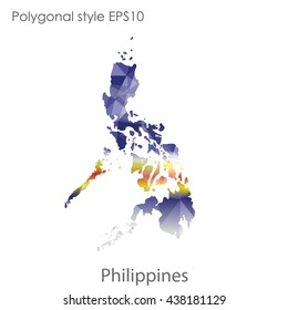 Philippines map in geometric polygonal style.Abstract gems triangle,modern design background. Vector illustration EPS10