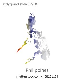 Philippines map in geometric polygonal style.Abstract gems triangle,modern design background. Vector illustration EPS10