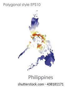 Philippines map in geometric polygonal style.Abstract gems triangle,modern design background. Vector illustration EPS10