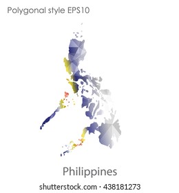 Philippines map in geometric polygonal style.Abstract gems triangle,modern design background. Vector illustration EPS10