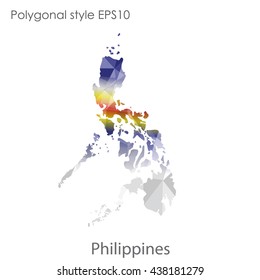 Philippines map in geometric polygonal style.Abstract gems triangle,modern design background. Vector illustration EPS10