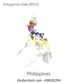 Philippines map in geometric polygonal style.Abstract gems triangle,modern design background. Vector illustration EPS10