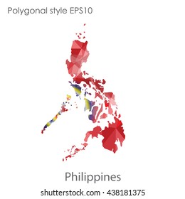 Philippines map in geometric polygonal style.Abstract gems triangle,modern design background. Vector illustration EPS10
