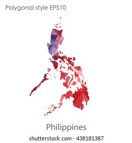 Philippines map in geometric polygonal style.Abstract gems triangle,modern design background. Vector illustration EPS10